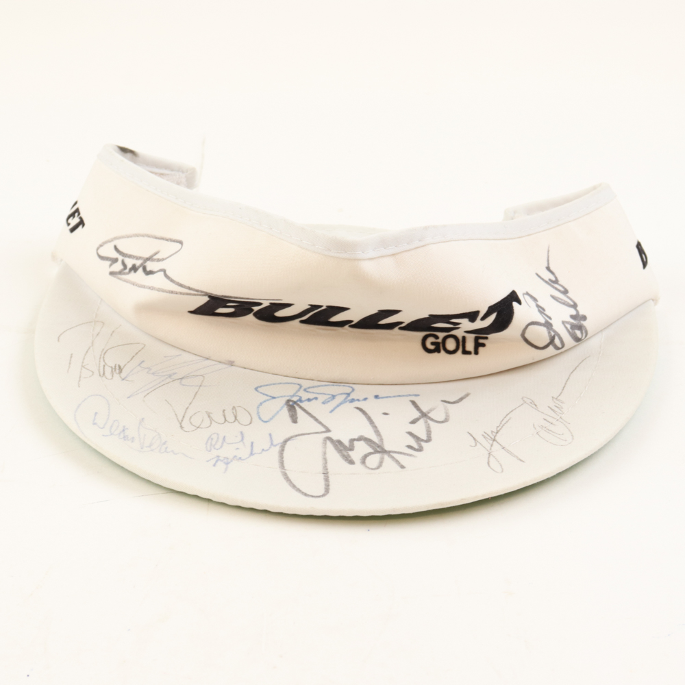 Bullet Adjustable Golf Visor Signed by (10) with Jack Nicklaus, Fred Couples, Lynn Swann & Greg Norman (PSA) at PristineAuction.com Bullet Adjustable Golf Visor Signed by (10) with Jack Nicklaus, Fred Couples, Lynn Swann & Greg Norman (PSA) at PristineAuction.com