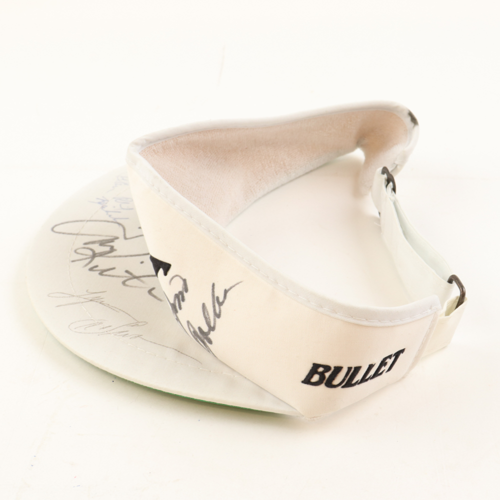 Bullet Adjustable Golf Visor Signed by (10) with Jack Nicklaus, Fred Couples, Lynn Swann & Greg Norman (PSA) at PristineAuction.com Bullet Adjustable Golf Visor Signed by (10) with Jack Nicklaus, Fred Couples, Lynn Swann & Greg Norman (PSA) at PristineAuction.com