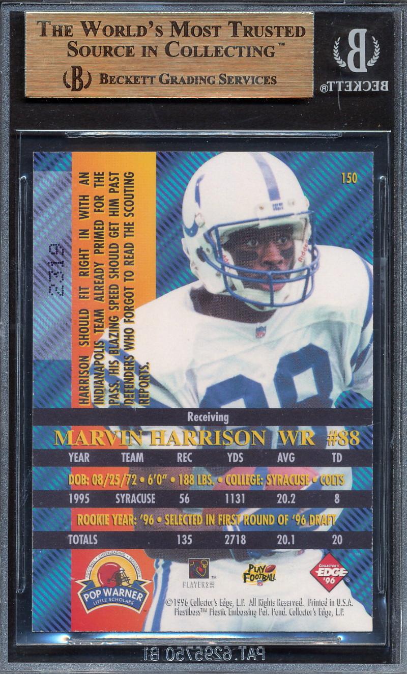 1996 Collector's Edge Advantage #150 Marvin Harrison BGS 9.5 Rookie Card at PristineAuction.com 1996 Collector's Edge Advantage #150 Marvin Harrison BGS 9.5 Rookie Card at PristineAuction.com