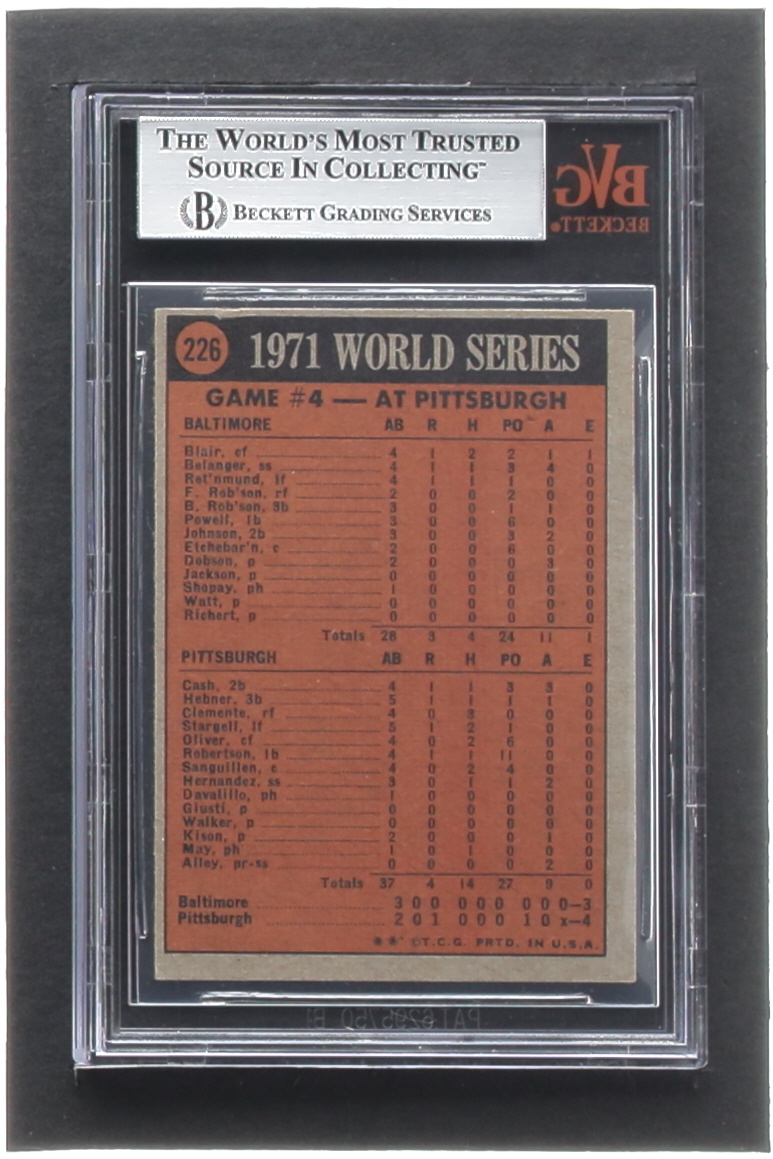 Roberto Clemente 1972 Topps #226 World Series Game 4 (BVG 6) at PristineAuction.com Roberto Clemente 1972 Topps #226 World Series Game 4 (BVG 6) at PristineAuction.com