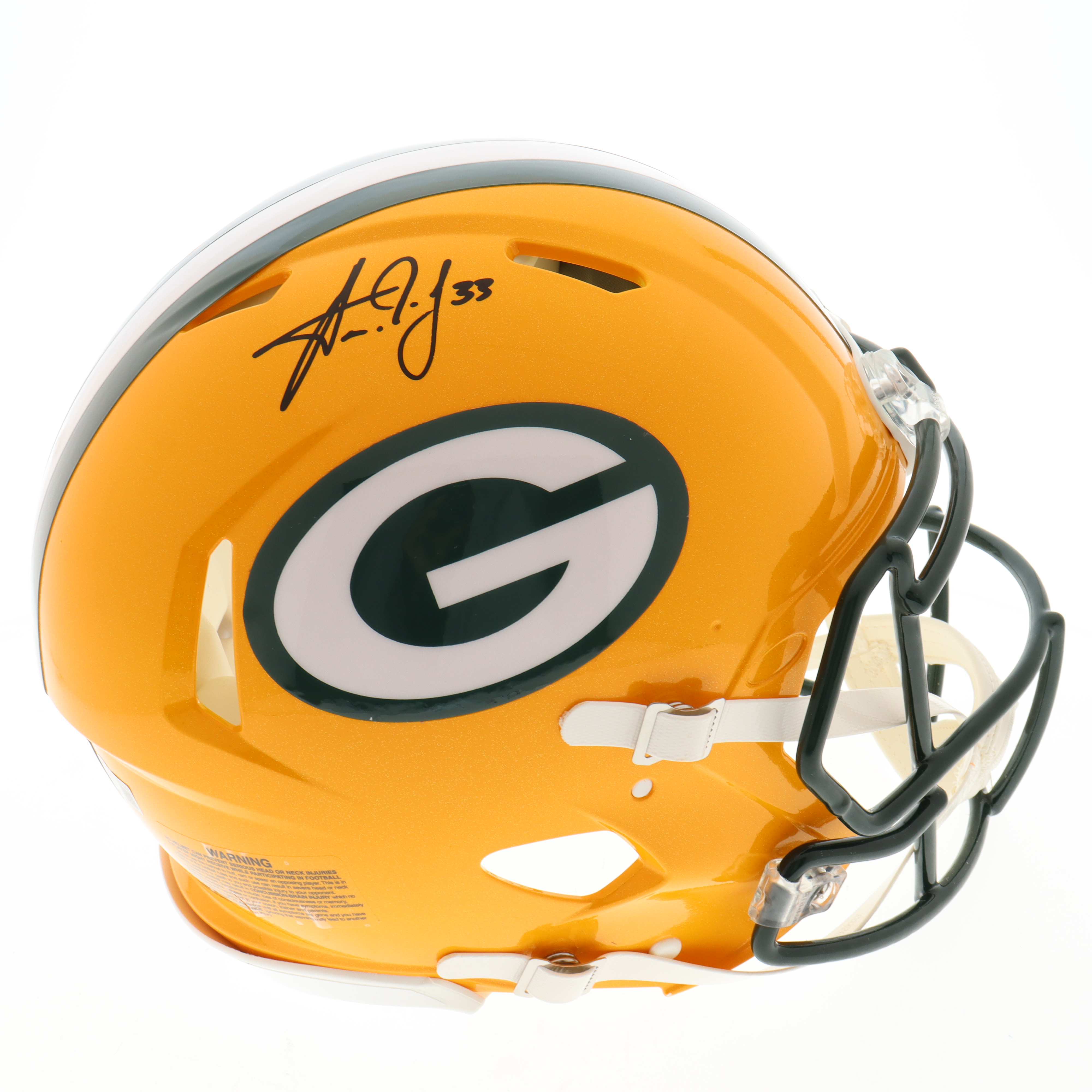Aaron Jones Signed Packers Full-Size Authentic On-Field Speed Helmet (Beckett) at PristineAuction.com Aaron Jones Signed Packers Full-Size Authentic On-Field Speed Helmet (Beckett) at PristineAuction.com