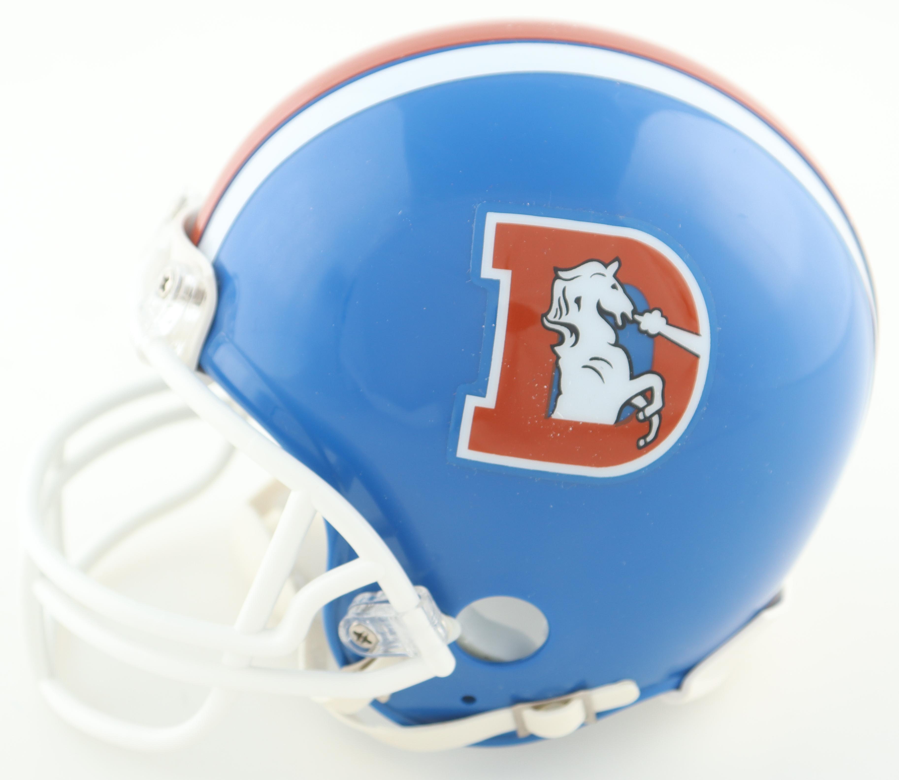 Rod Smith & Ed McCaffrey Signed Broncos Throwback Mini Helmet Inscribed "2X SB Champs" (JSA) at PristineAuction.com Rod Smith & Ed McCaffrey Signed Broncos Throwback Mini Helmet Inscribed "2X SB Champs" (JSA) at PristineAuction.com