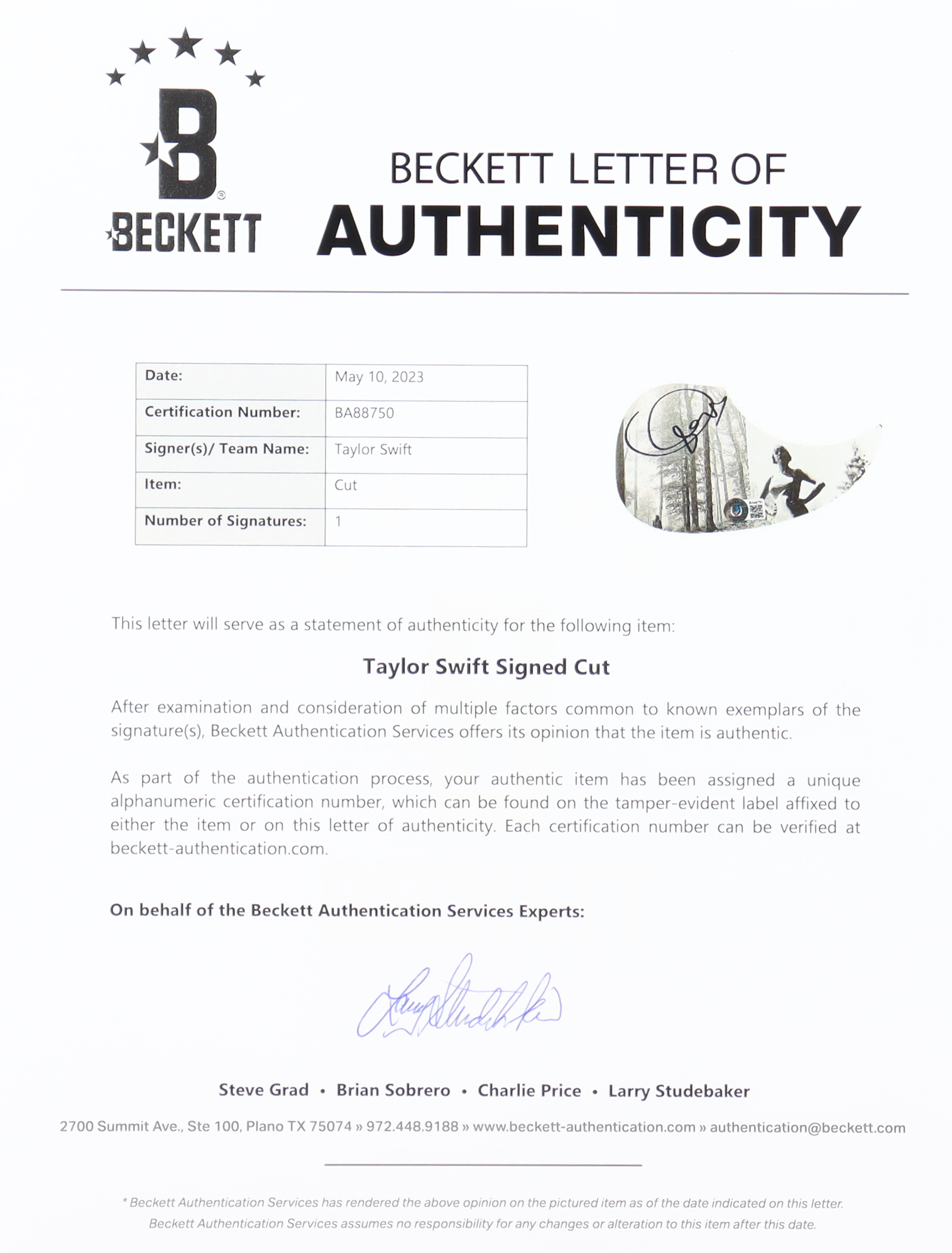 Taylor Swift Signed 39" Acoustic Guitar (Beckett) at PristineAuction.com Taylor Swift Signed 39" Acoustic Guitar (Beckett) at PristineAuction.com