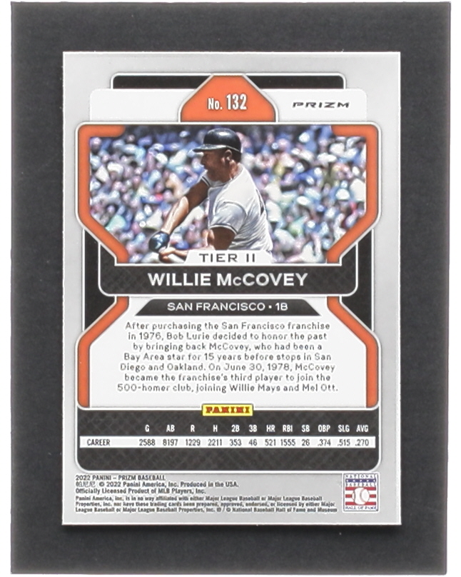 Willie McCovey 2022 Panini Prizm Prizms Blue #132 T2 at PristineAuction.com Willie McCovey 2022 Panini Prizm Prizms Blue #132 T2 at PristineAuction.com