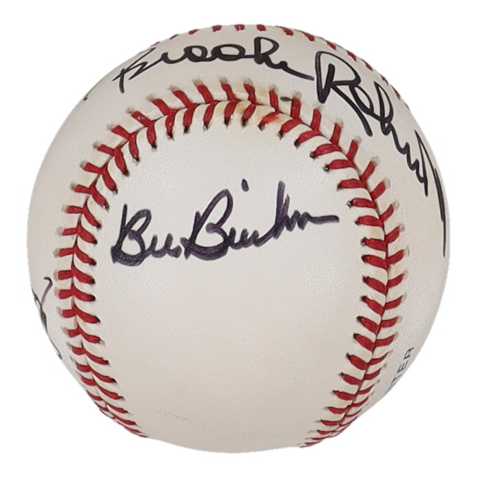 ONL Baseball Signed By (4) with Gary Carter, Brooks Robinson, Bill Buckner & Mike Cuellar (JSA) at PristineAuction.com ONL Baseball Signed By (4) with Gary Carter, Brooks Robinson, Bill Buckner & Mike Cuellar (JSA) at PristineAuction.com
