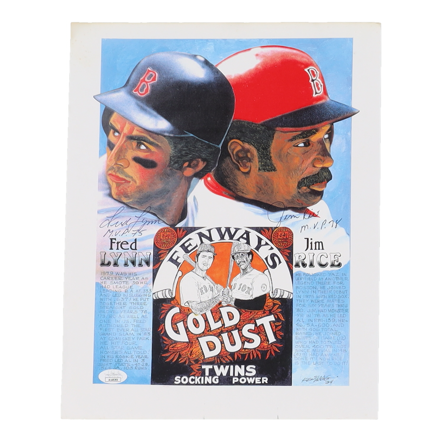 Fred Lynn & Jim Rice Signed Red Sox 11x14 Photo Inscribed "MVP 75" & "MVP 78" (JSA) at PristineAuction.com Fred Lynn & Jim Rice Signed Red Sox 11x14 Photo Inscribed "MVP 75" & "MVP 78" (JSA) at PristineAuction.com