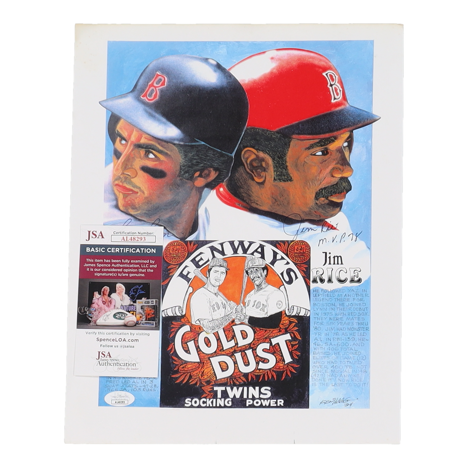 Fred Lynn & Jim Rice Signed Red Sox 11x14 Photo Inscribed "MVP 75" & "MVP 78" (JSA) at PristineAuction.com Fred Lynn & Jim Rice Signed Red Sox 11x14 Photo Inscribed "MVP 75" & "MVP 78" (JSA) at PristineAuction.com