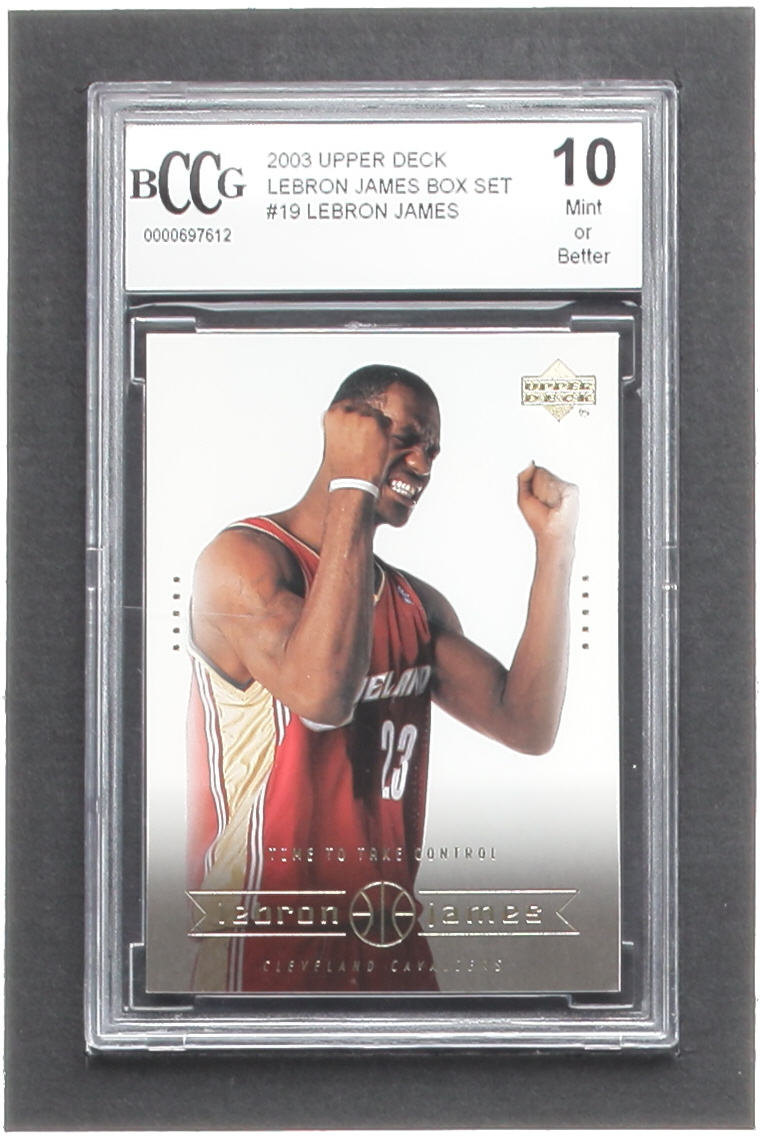 LeBron James 2003 Upper Deck LeBron James Box Set #19 Time to Take Control RC (BCCG 10) at PristineAuction.com LeBron James 2003 Upper Deck LeBron James Box Set #19 Time to Take Control RC (BCCG 10) at PristineAuction.com