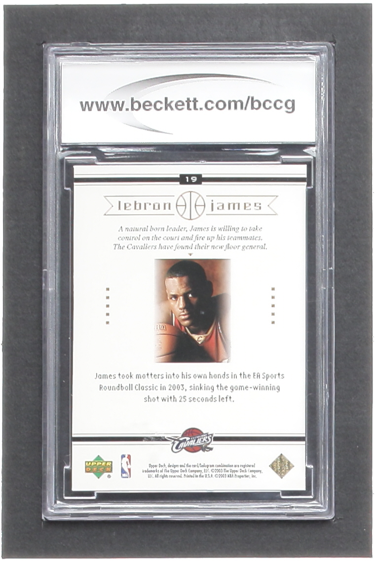 LeBron James 2003 Upper Deck LeBron James Box Set #19 Time to Take Control RC (BCCG 10) at PristineAuction.com LeBron James 2003 Upper Deck LeBron James Box Set #19 Time to Take Control RC (BCCG 10) at PristineAuction.com