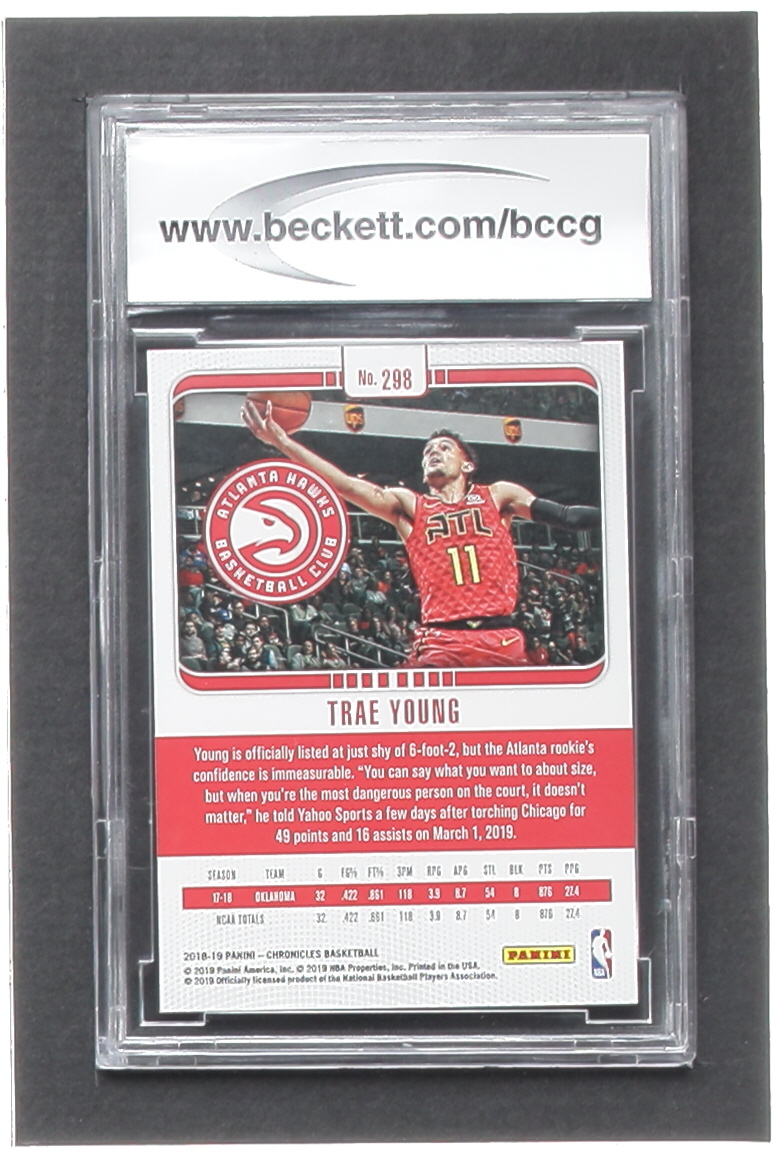 Trae Young 2018-19 Panini Chronicles #298 Studio RC (BCCG 10) at PristineAuction.com Trae Young 2018-19 Panini Chronicles #298 Studio RC (BCCG 10) at PristineAuction.com