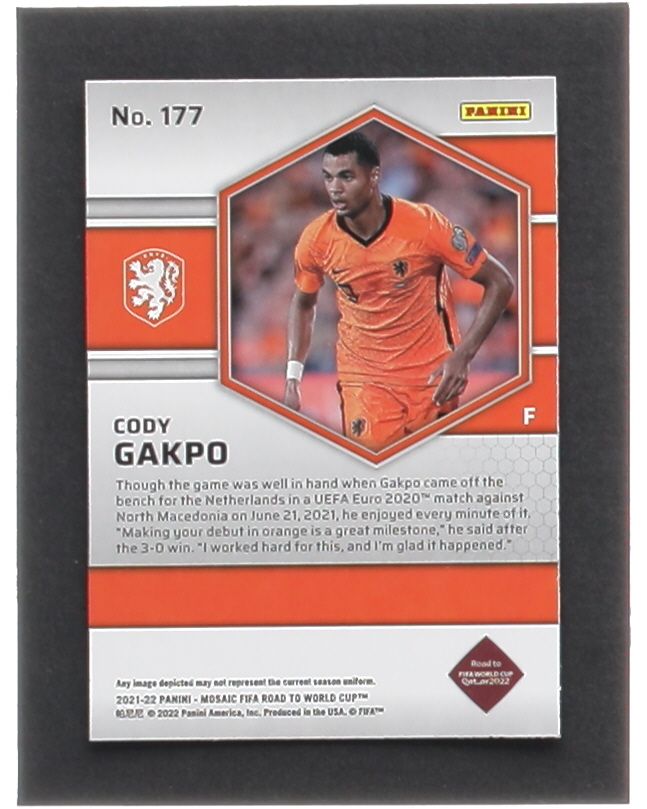 Cody Gakpo 2021-22 Panini Mosaic Road to the FIFA World Cup Qatar #177 at PristineAuction.com Cody Gakpo 2021-22 Panini Mosaic Road to the FIFA World Cup Qatar #177 at PristineAuction.com