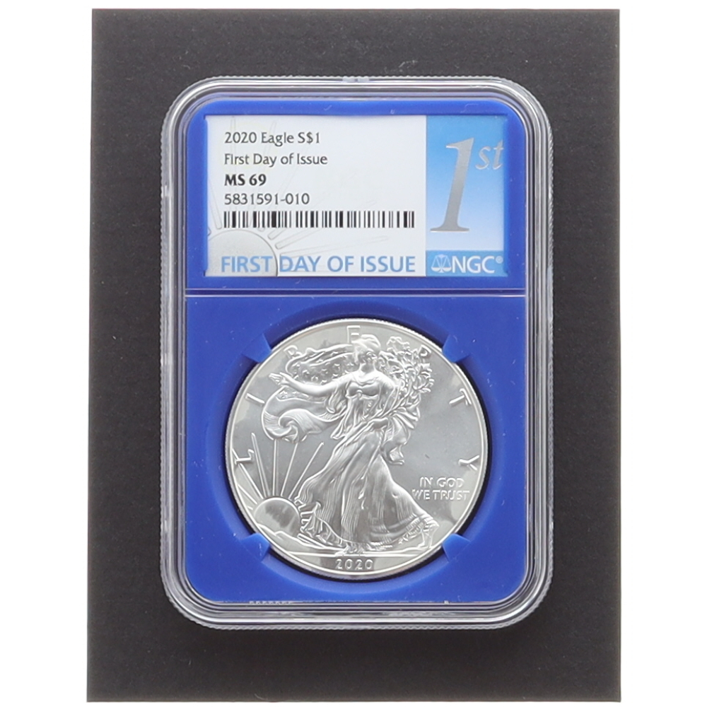 2020S American Silver Eagle First Day of Issue Blue Core Label