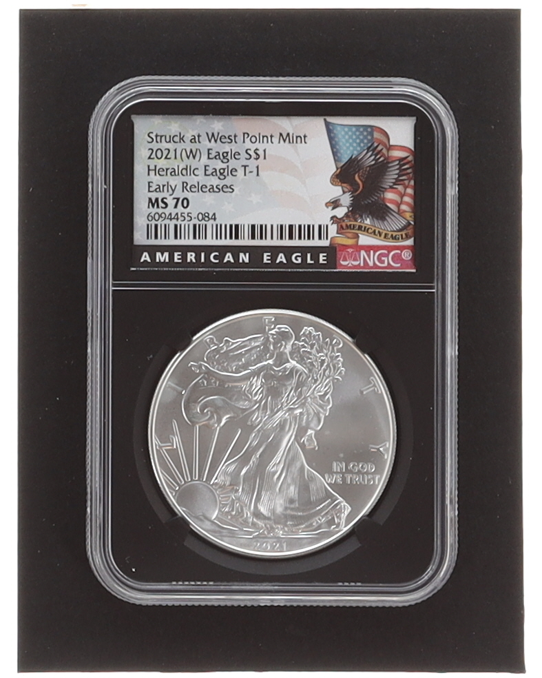 2021(W) American Silver Eagle - Struck at West Point - Early Release - Black Core (NGC MS70) at PristineAuction.com 2021(W) American Silver Eagle - Struck at West Point - Early Release - Black Core (NGC MS70) at PristineAuction.com