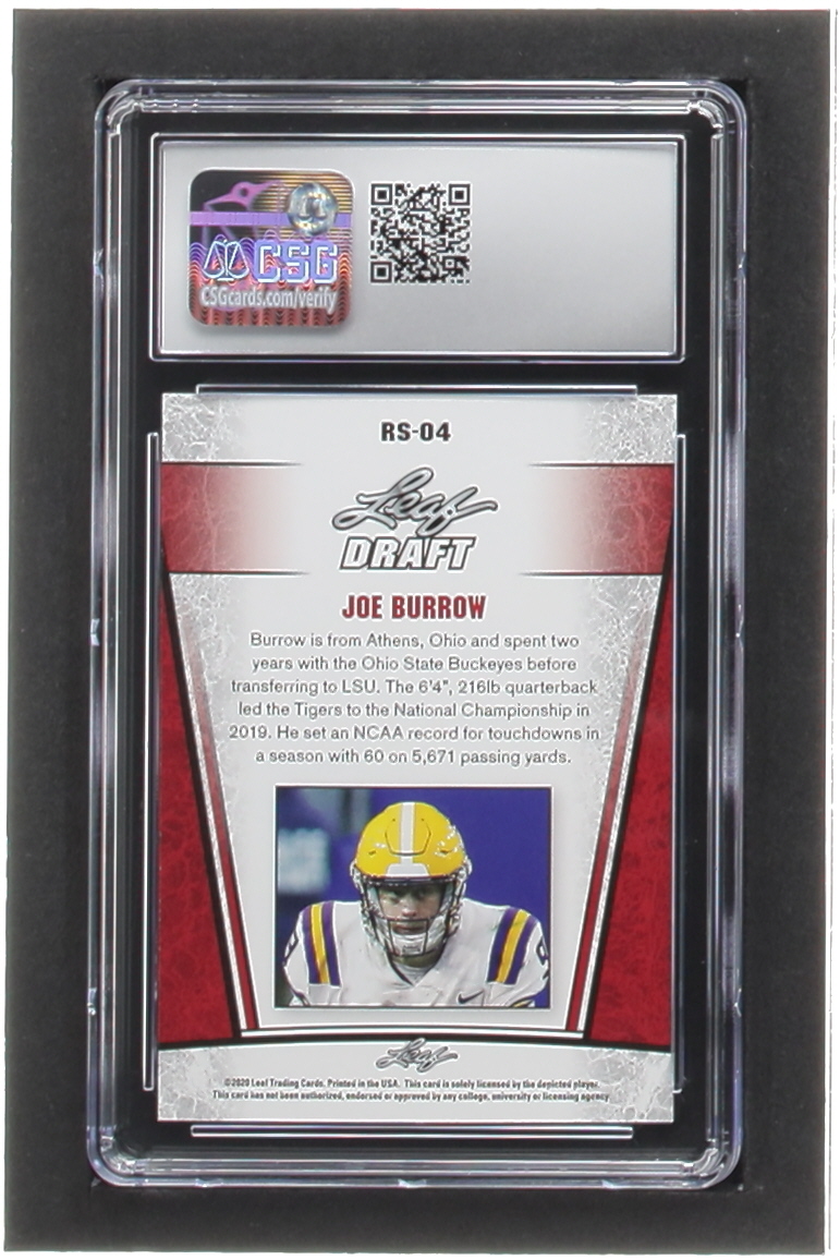 Joe Burrow 2020 Leaf Special Release Rookie Silver #RS04 RC (CSG 10) at PristineAuction.com Joe Burrow 2020 Leaf Special Release Rookie Silver #RS04 RC (CSG 10) at PristineAuction.com