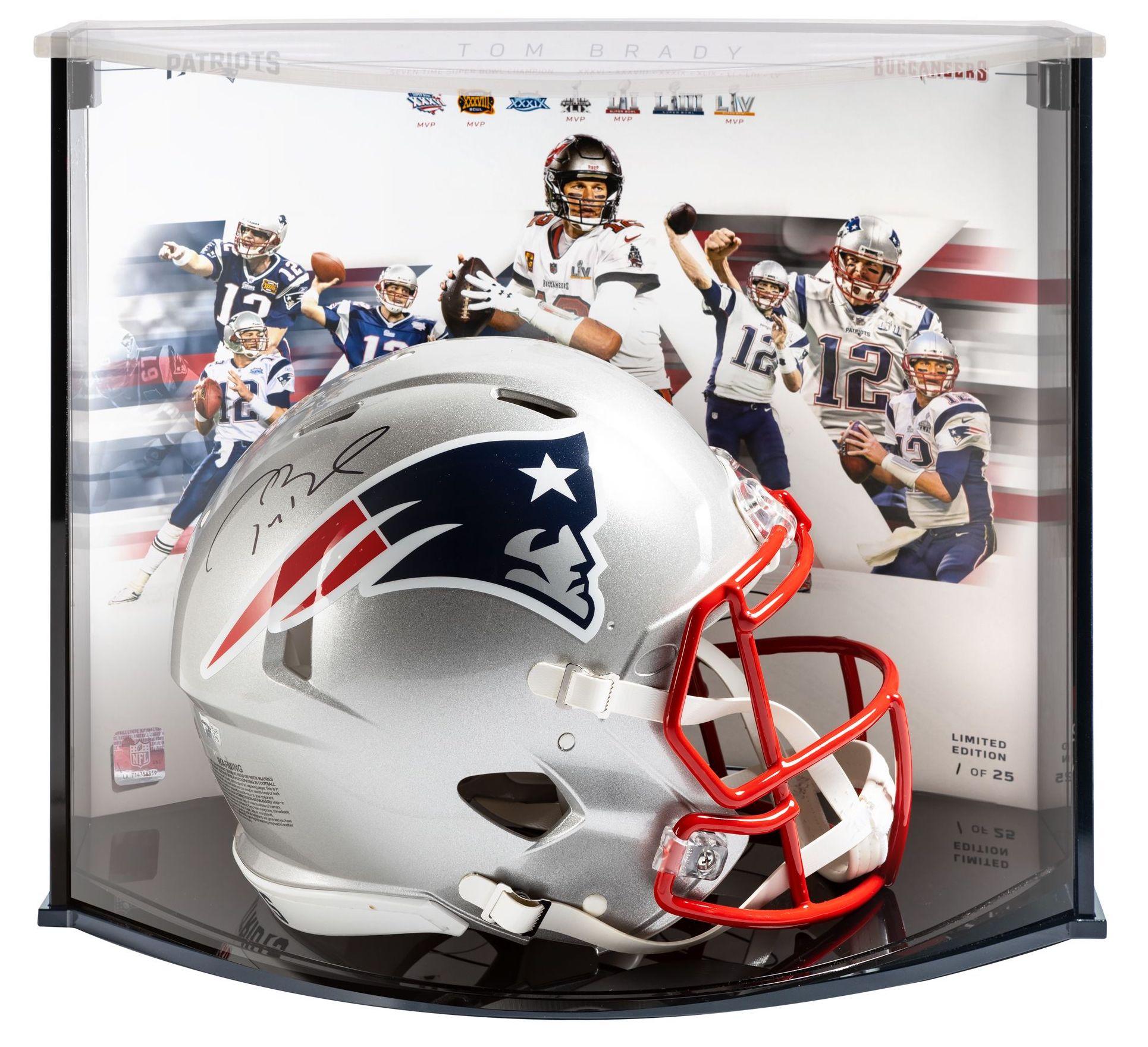 Tom Brady Signed LE Patriots Full-Size Authentic On-Field Speed Helmet with Custom Curved Display (Fanatics) at PristineAuction.com Tom Brady Signed LE Patriots Full-Size Authentic On-Field Speed Helmet with Custom Curved Display (Fanatics) at PristineAuction.com