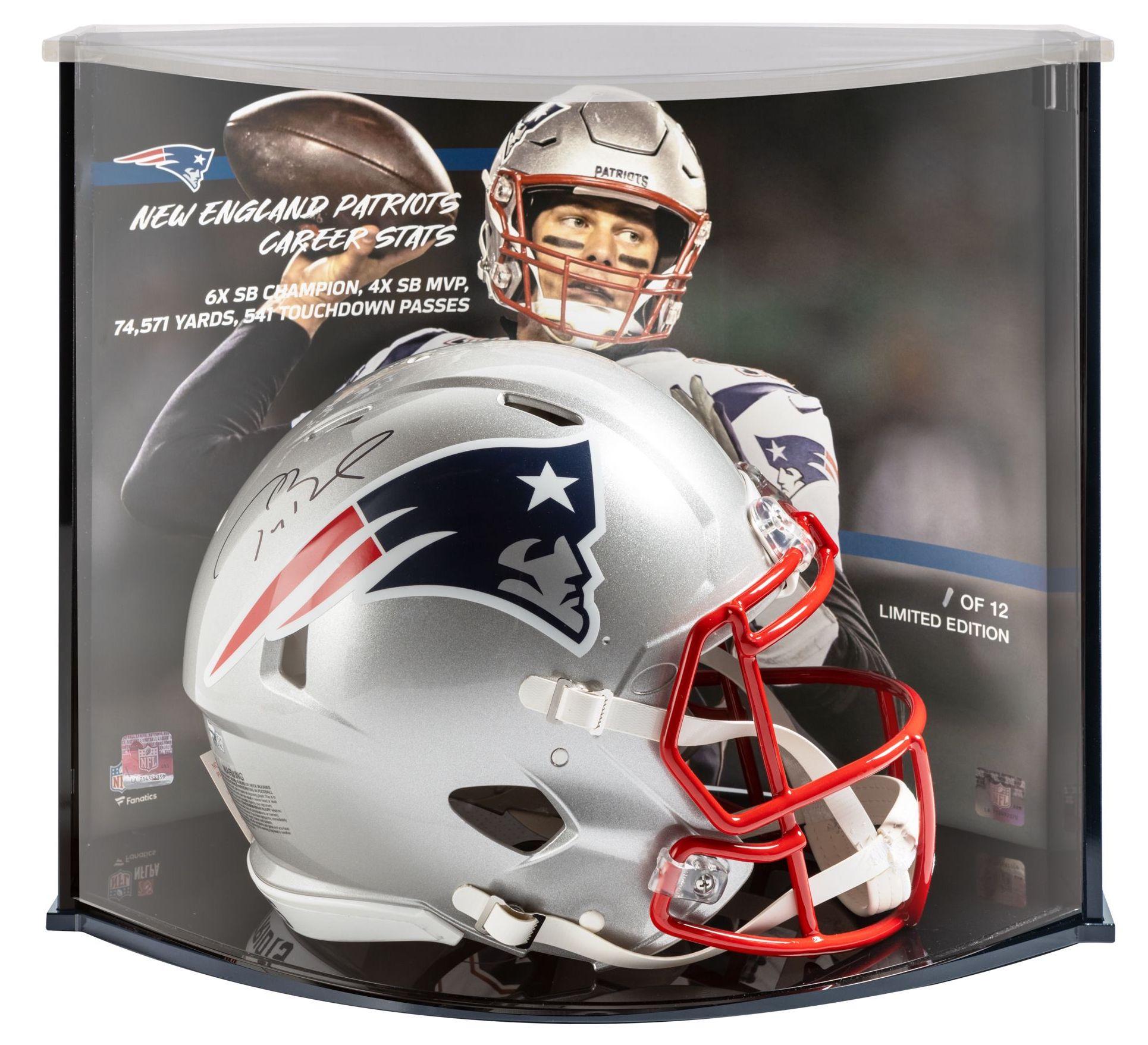 Tom Brady Signed Patriots Full-Size Authentic On-Field Speed Helmet with LE Custom Curved Display (Fanatics) at PristineAuction.com Tom Brady Signed Patriots Full-Size Authentic On-Field Speed Helmet with LE Custom Curved Display (Fanatics) at PristineAuction.com