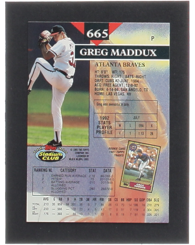 Greg Maddux 1993 Stadium Club #665 at PristineAuction.com Greg Maddux 1993 Stadium Club #665 at PristineAuction.com