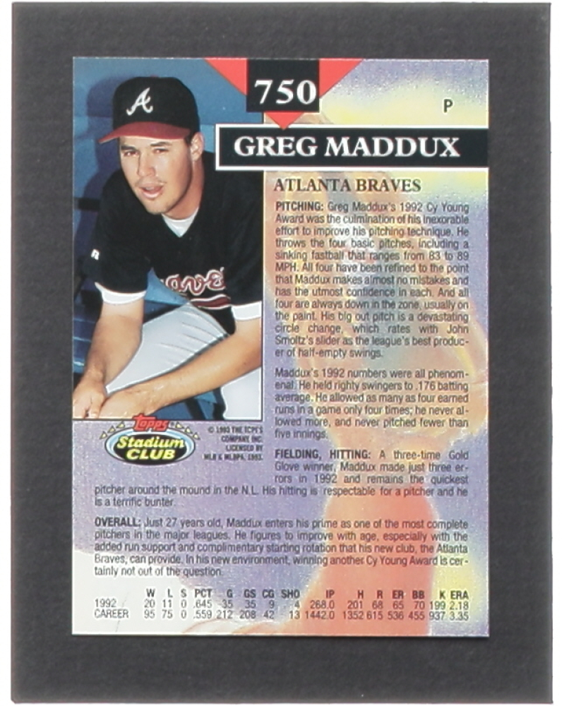 Greg Maddux 1993 Stadium Club 750 MC Pristine Auction