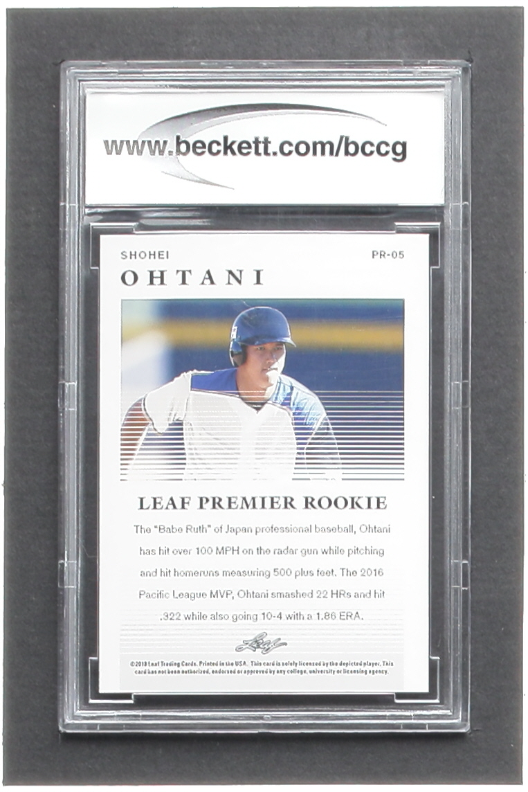 Shohei Ohtani 2018 Leaf Premier Rookies #PR05 RC (BCCG 10) at PristineAuction.com Shohei Ohtani 2018 Leaf Premier Rookies #PR05 RC (BCCG 10) at PristineAuction.com
