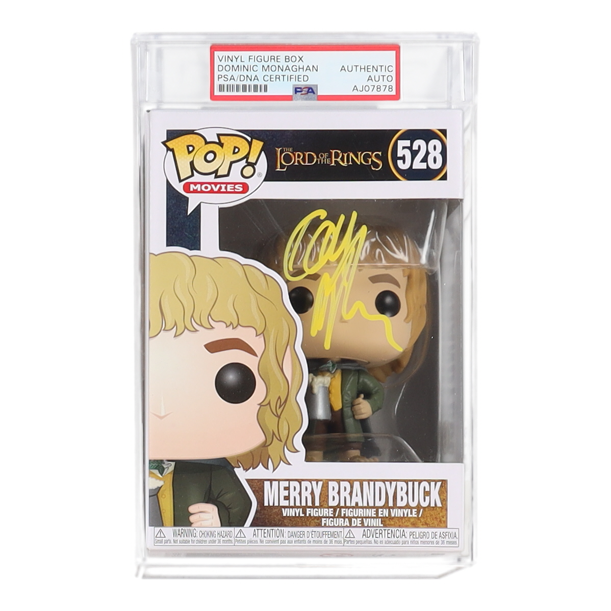 Dominic Monaghan Signed "The Lord of the Rings" #528 Merry Brandybuck Funko Pop! Vinyl Figure (PSA) at PristineAuction.com Dominic Monaghan Signed "The Lord of the Rings" #528 Merry Brandybuck Funko Pop! Vinyl Figure (PSA) at PristineAuction.com