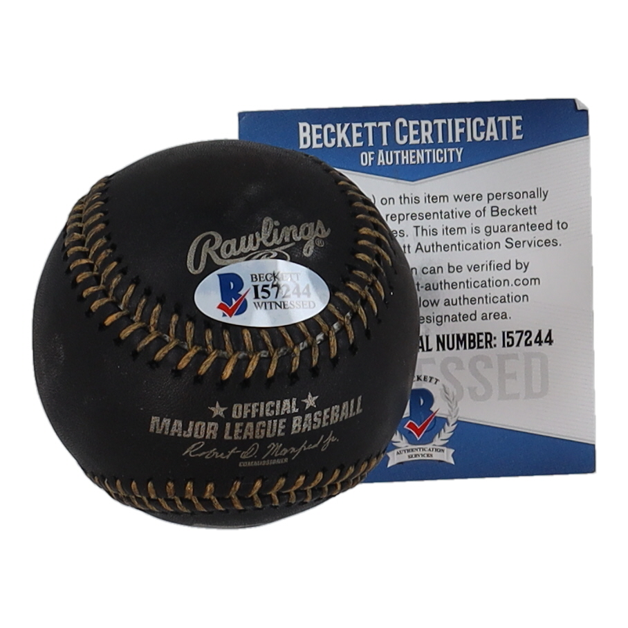 Hulk Hogan Signed OML Black Leather Baseball (Beckett) at PristineAuction.com Hulk Hogan Signed OML Black Leather Baseball (Beckett) at PristineAuction.com