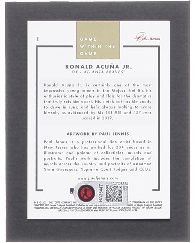 Ronald Acuna Jr. Signed 2021 Topps Game Within the Game #1 (Acuna) at PristineAuction.com Ronald Acuna Jr. Signed 2021 Topps Game Within the Game #1 (Acuna) at PristineAuction.com