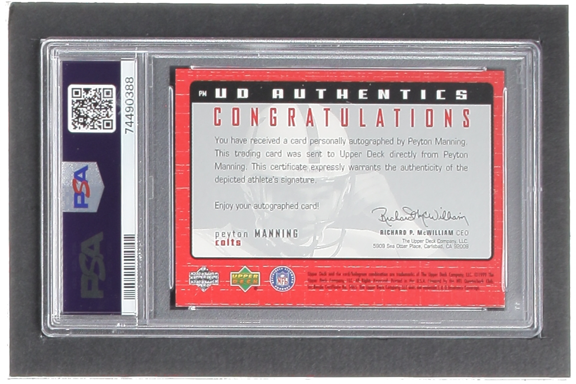 Peyton Manning 1999 Upper Deck HoloGrFX UD Authentics #PM (PSA 6) at PristineAuction.com Peyton Manning 1999 Upper Deck HoloGrFX UD Authentics #PM (PSA 6) at PristineAuction.com