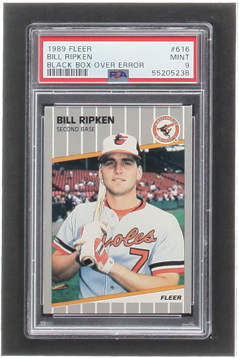 Bill Ripken 1989 Fleer DP / Black Box Covering Bat Knob #616E (PSA 9) at PristineAuction.com Bill Ripken 1989 Fleer DP / Black Box Covering Bat Knob #616E (PSA 9) at PristineAuction.com