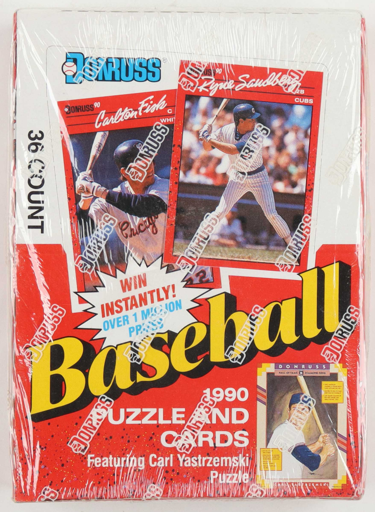 1990 Donruss Baseball Wax Box of (36) Packs at PristineAuction.com 1990 Donruss Baseball Wax Box of (36) Packs at PristineAuction.com