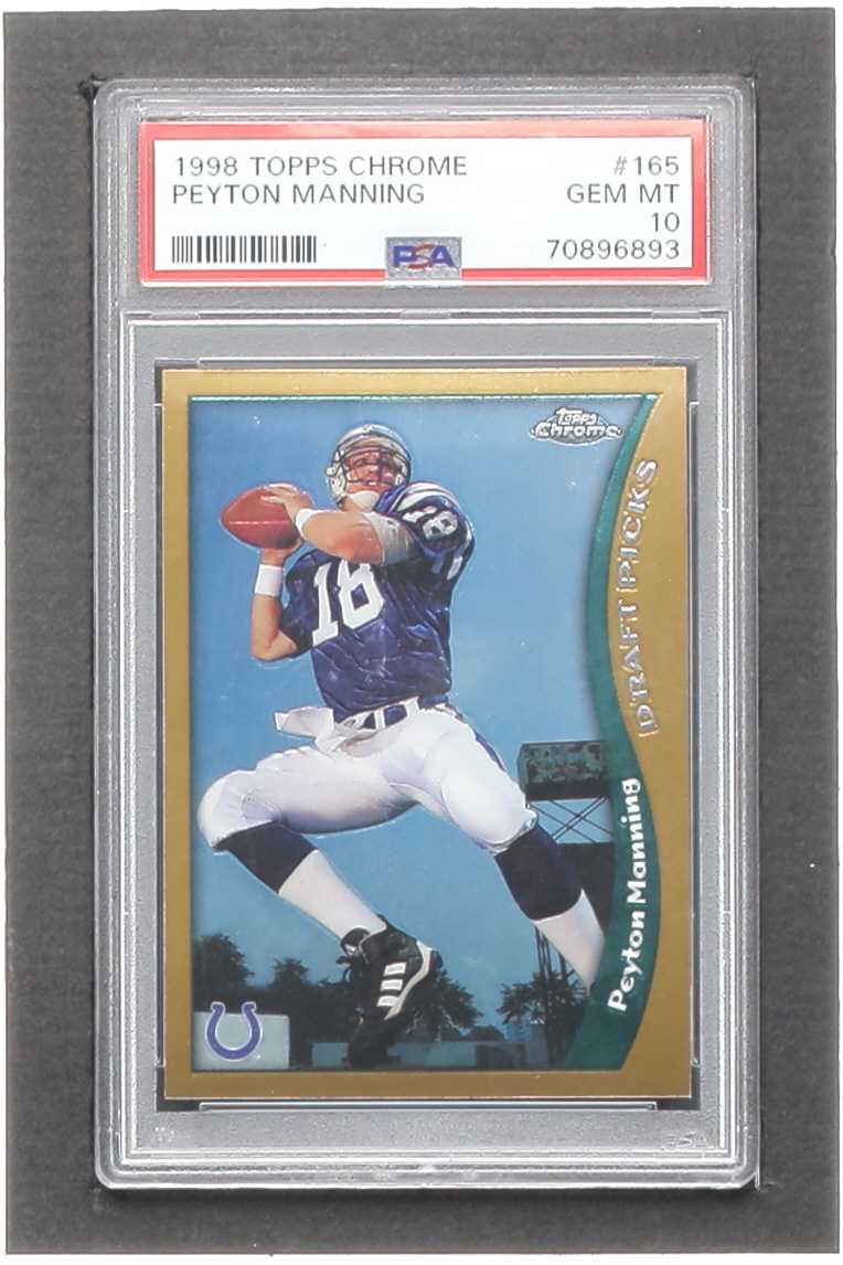Peyton Manning 1998 Topps Chrome #165 RC (PSA 10) at PristineAuction.com Peyton Manning 1998 Topps Chrome #165 RC (PSA 10) at PristineAuction.com