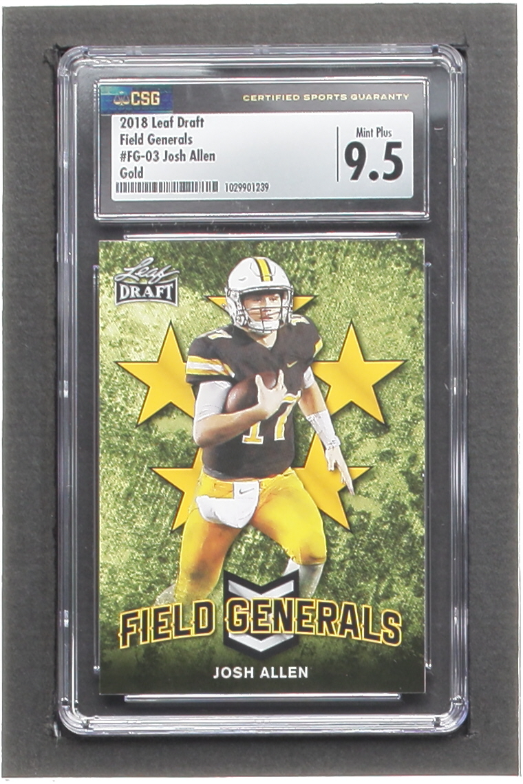 Josh Allen 2018 Leaf Draft Field Generals Gold #FG03 RC (CSG 9.5) at PristineAuction.com Josh Allen 2018 Leaf Draft Field Generals Gold #FG03 RC (CSG 9.5) at PristineAuction.com
