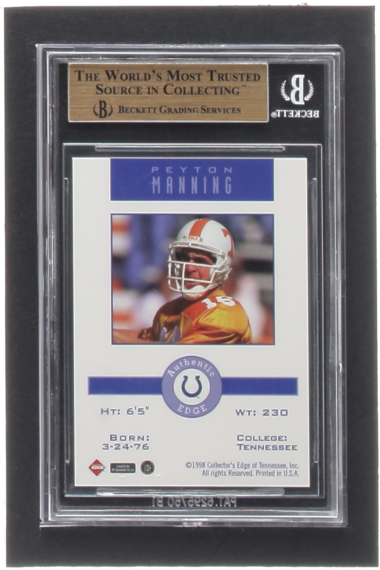 Peyton Manning 1998 Collector's Edge Peyton Manning Promos #NNO RC (BGS 9.5) at PristineAuction.com Peyton Manning 1998 Collector's Edge Peyton Manning Promos #NNO RC (BGS 9.5) at PristineAuction.com