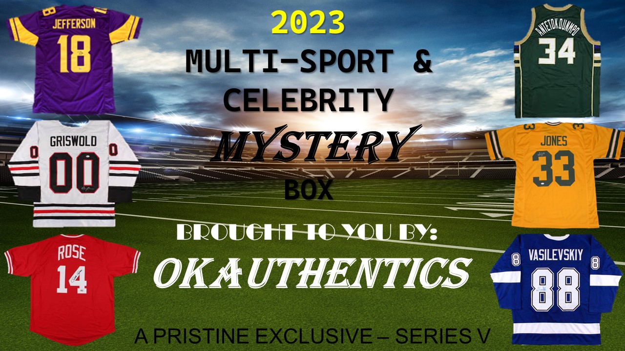 OKAUTHENTICS 2023 Multi-Sport And Celebrity Jersey Mystery Box - Series V at PristineAuction.com OKAUTHENTICS 2023 Multi-Sport And Celebrity Jersey Mystery Box - Series V at PristineAuction.com