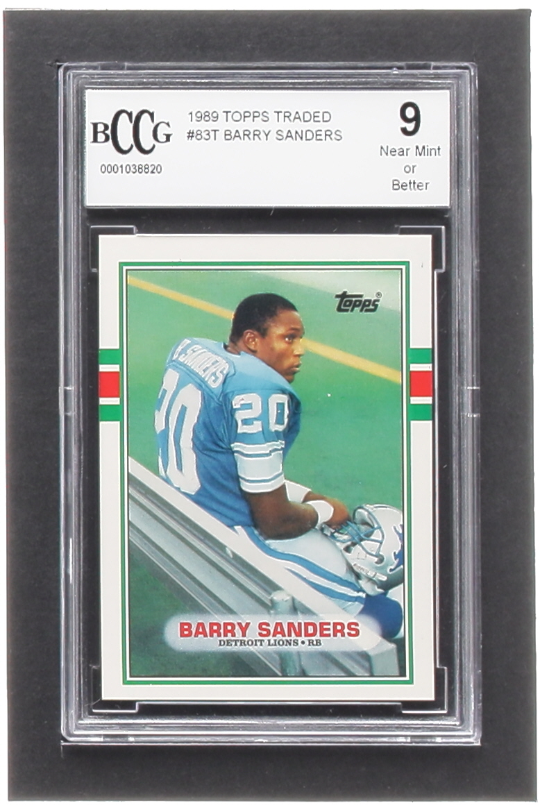 Barry Sanders 1989 Topps Traded #83T RC (BCCG 9) at PristineAuction.com Barry Sanders 1989 Topps Traded #83T RC (BCCG 9) at PristineAuction.com