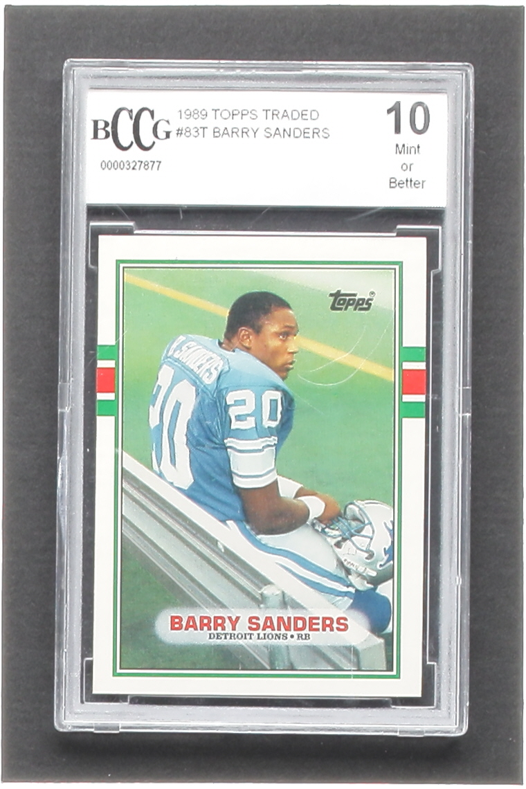 Barry Sanders 1989 Topps Traded #83T RC (BCCG 10) at PristineAuction.com Barry Sanders 1989 Topps Traded #83T RC (BCCG 10) at PristineAuction.com