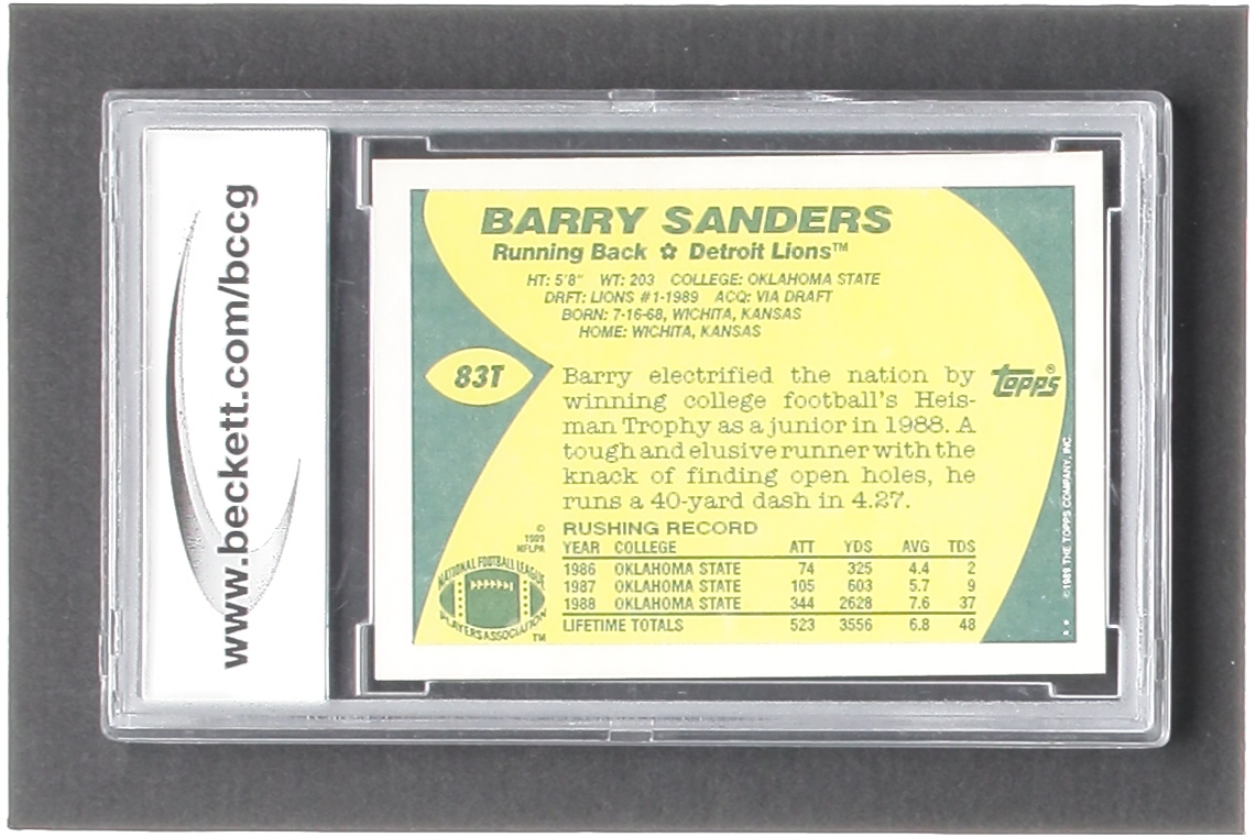 Barry Sanders 1989 Topps Traded #83T RC (BCCG 10) at PristineAuction.com Barry Sanders 1989 Topps Traded #83T RC (BCCG 10) at PristineAuction.com