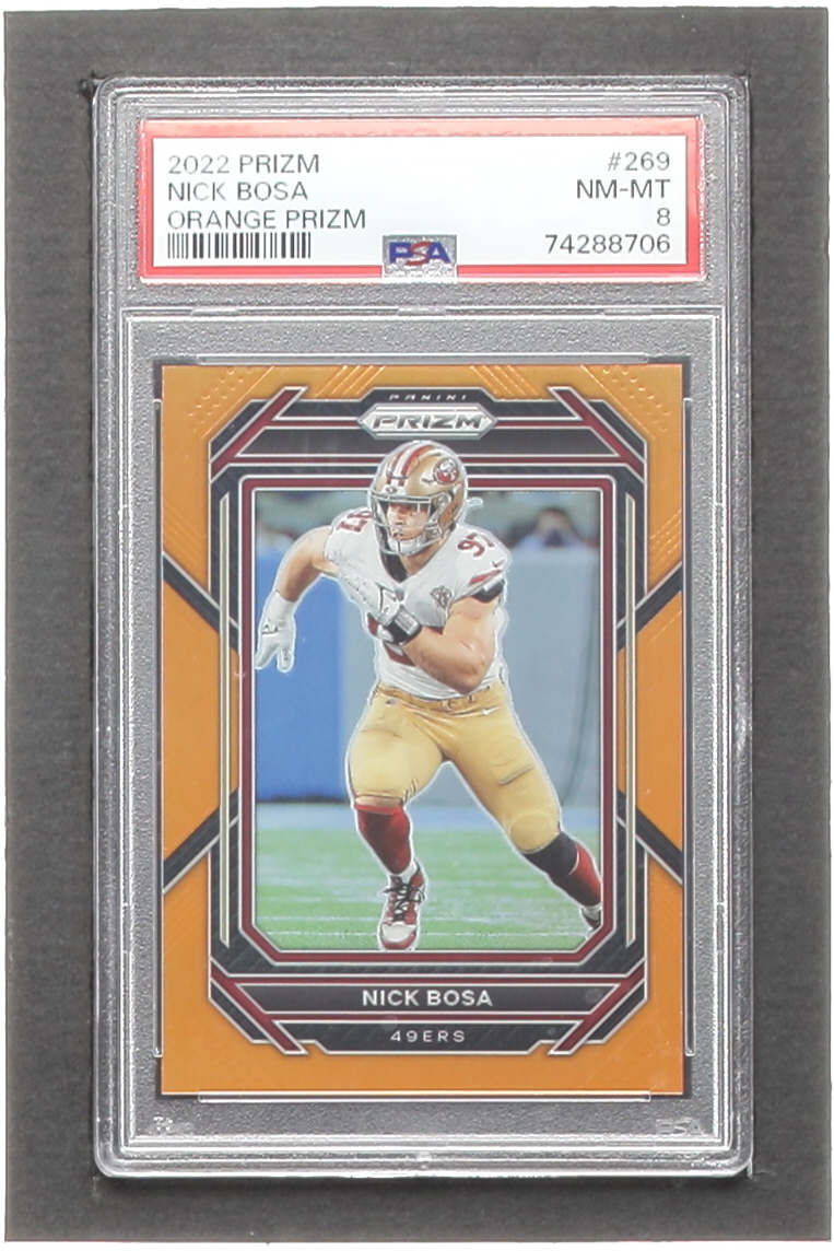 Nick Bosa 2022 Panini Prizm Prizms Orange #269 #32/249 (PSA 8) at PristineAuction.com Nick Bosa 2022 Panini Prizm Prizms Orange #269 #32/249 (PSA 8) at PristineAuction.com