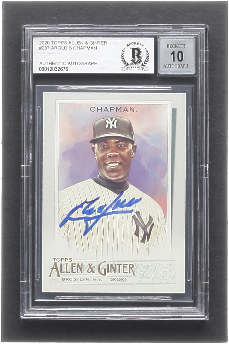Aroldis Chapman Signed 2020 Topps Allen and Ginter #287 (BGS | Auto 10) at PristineAuction.com Aroldis Chapman Signed 2020 Topps Allen and Ginter #287 (BGS | Auto 10) at PristineAuction.com