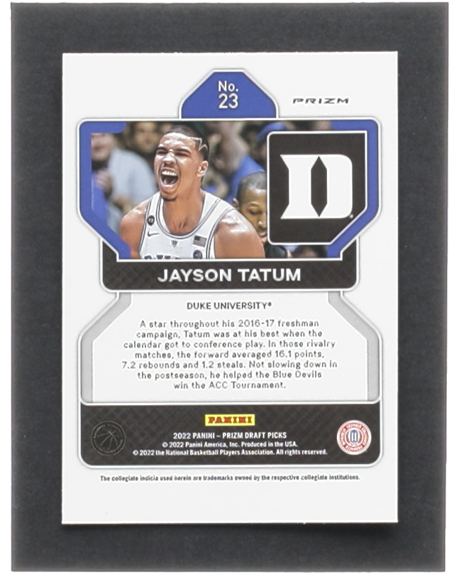 Jayson Tatum 2022-23 Panini Prizm Draft Picks Prizms Choice Blue Yellow and Green #23 at PristineAuction.com Jayson Tatum 2022-23 Panini Prizm Draft Picks Prizms Choice Blue Yellow and Green #23 at PristineAuction.com