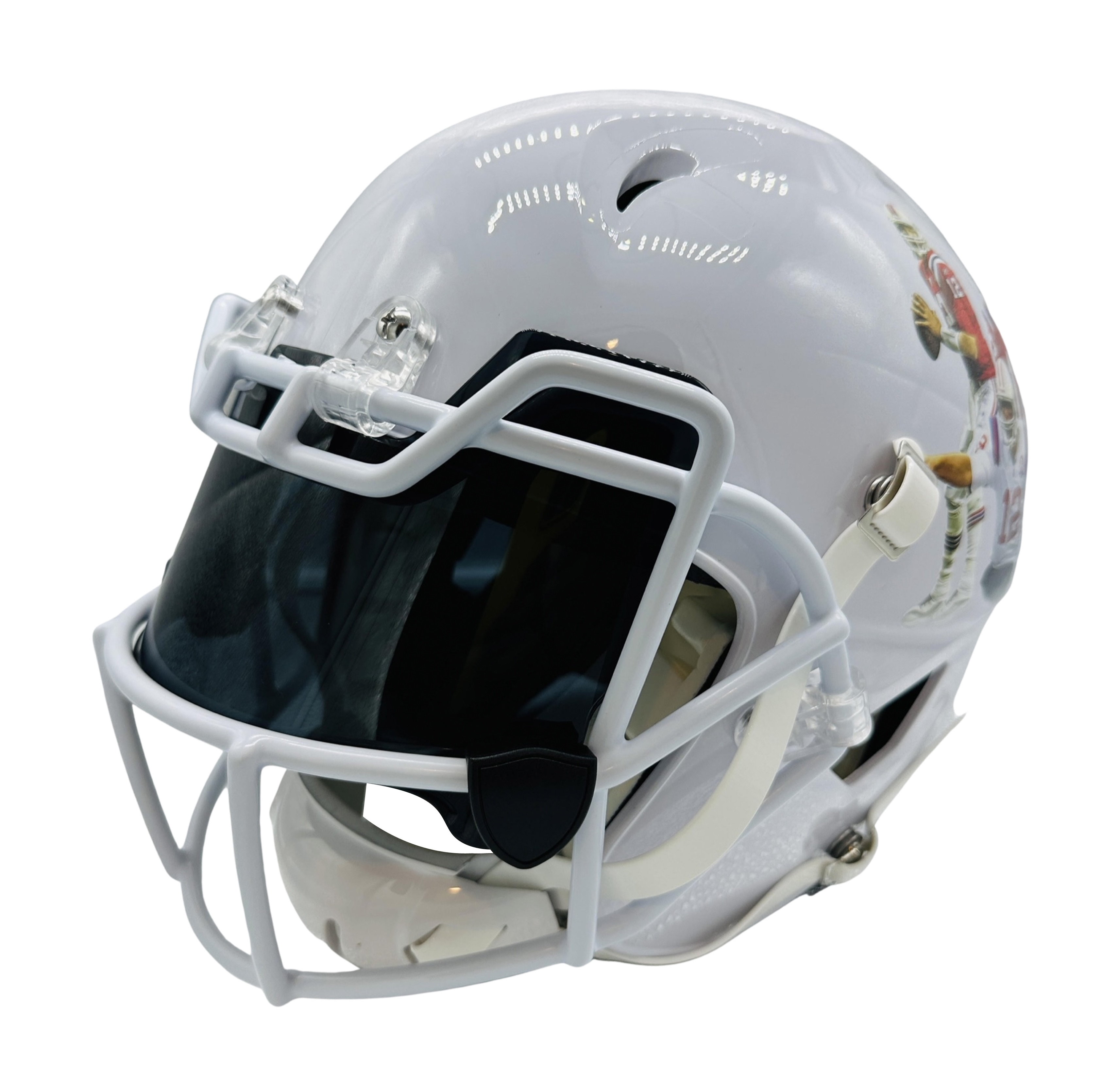 Tom Brady "Throwback" Full Size Authentic On-Field Helmet with Art Giclee at PristineAuction.com Tom Brady "Throwback" Full Size Authentic On-Field Helmet with Art Giclee at PristineAuction.com