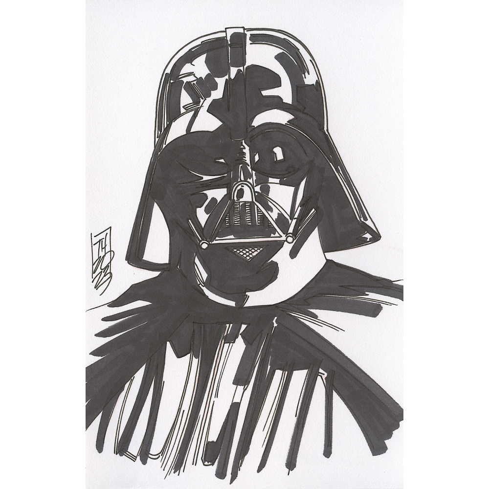 Darth Vader | Star Wars - Signed ORIGINAL Drawing by Tom Hodges (1/1 ...
