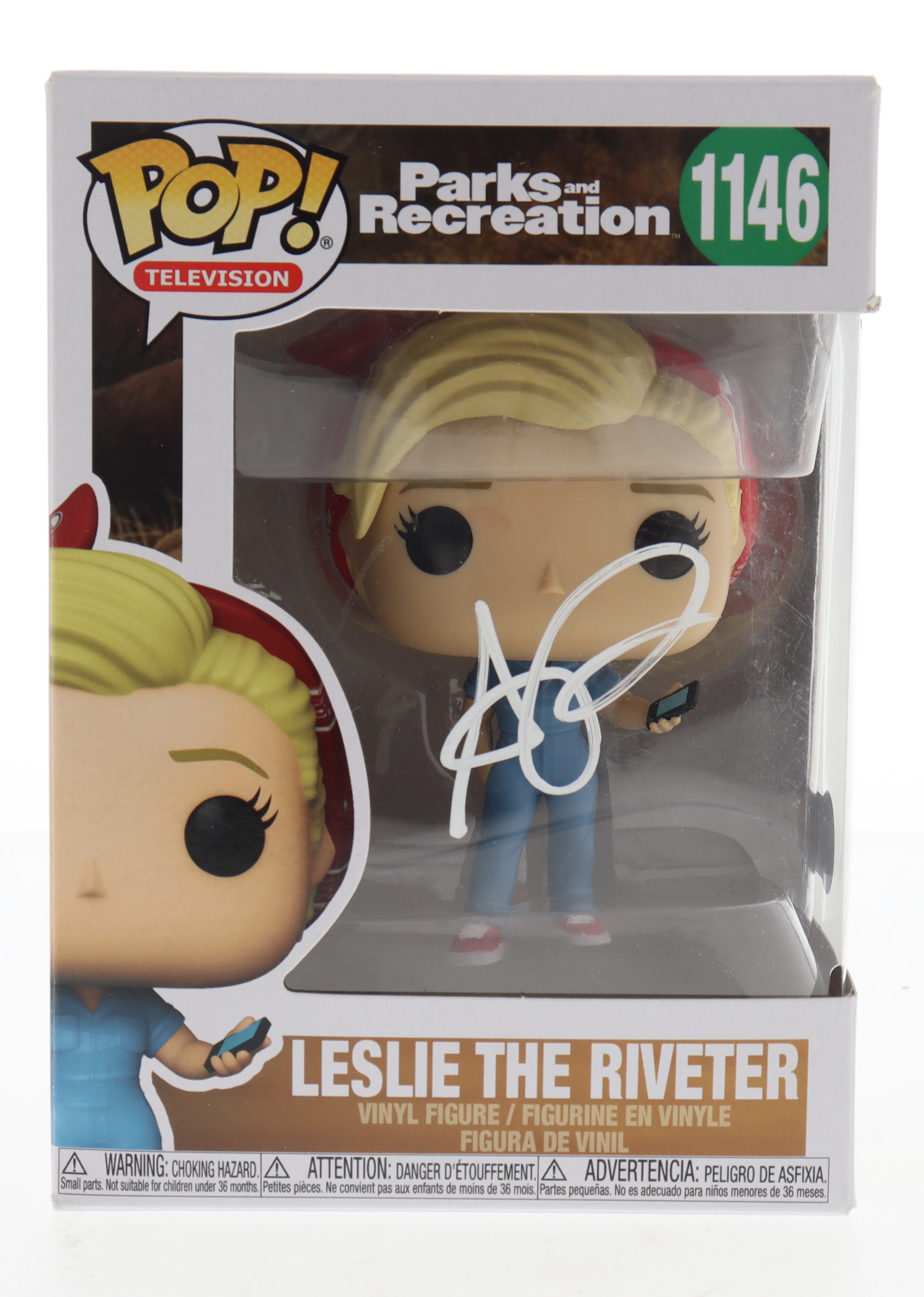 Amy Poehler Signed "Parks and Recreation" Leslie The Riveter #1146 Funko Pop! Vinyl Figure (Beckett) at PristineAuction.com Amy Poehler Signed "Parks and Recreation" Leslie The Riveter #1146 Funko Pop! Vinyl Figure (Beckett) at PristineAuction.com