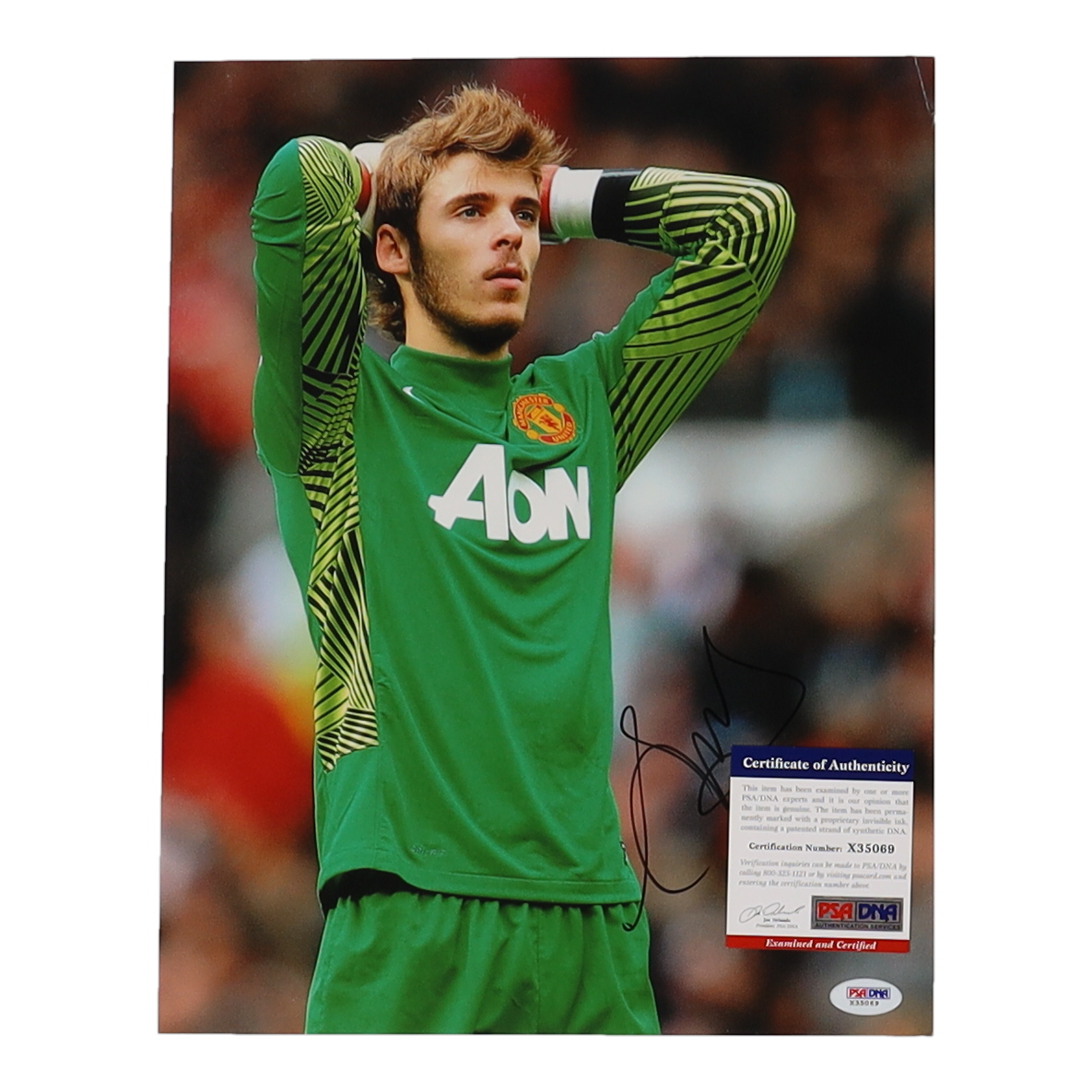 David DeGea Signed Manchester United F.C. 11x14 Photo (PSA) at PristineAuction.com David DeGea Signed Manchester United F.C. 11x14 Photo (PSA) at PristineAuction.com