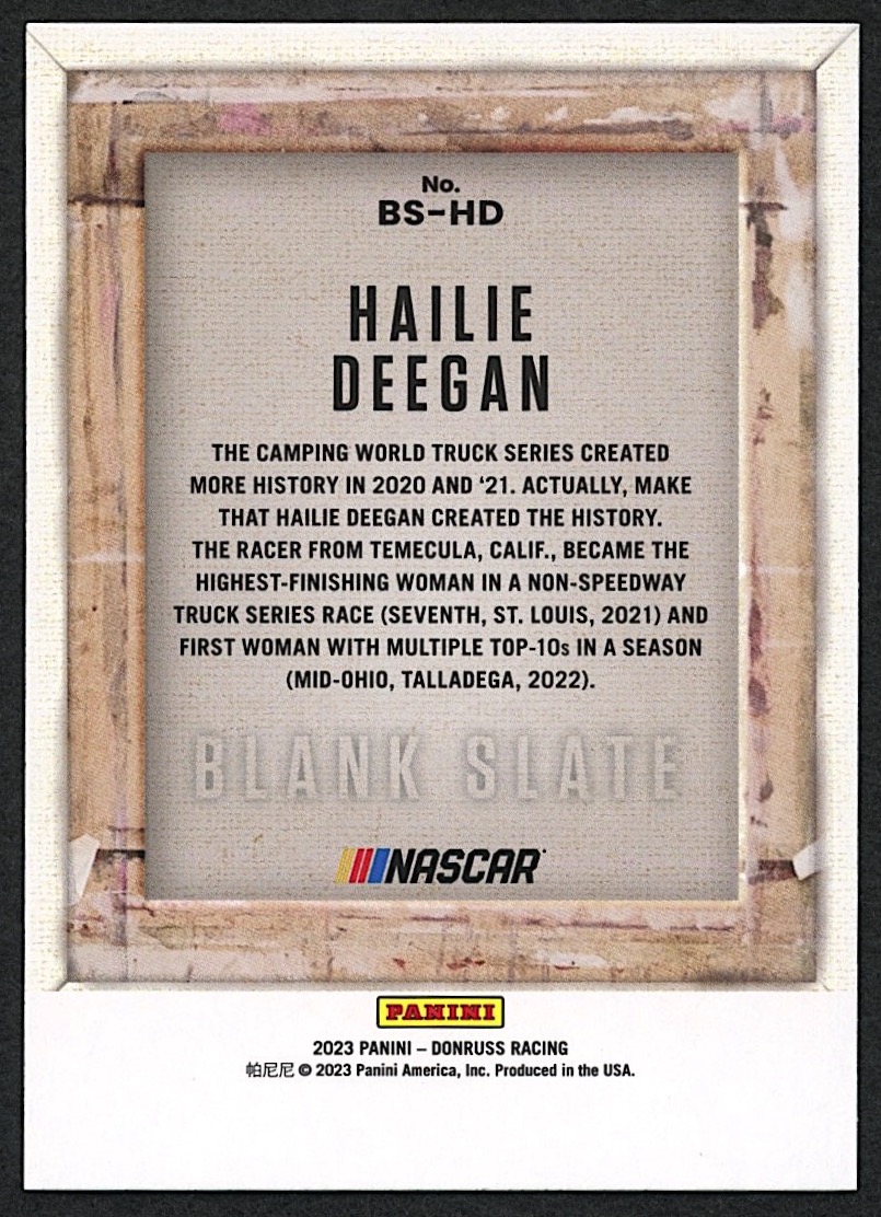Hailie Deegan 2023 Donruss Blank Slate #3 SSP at PristineAuction.com Hailie Deegan 2023 Donruss Blank Slate #3 SSP at PristineAuction.com