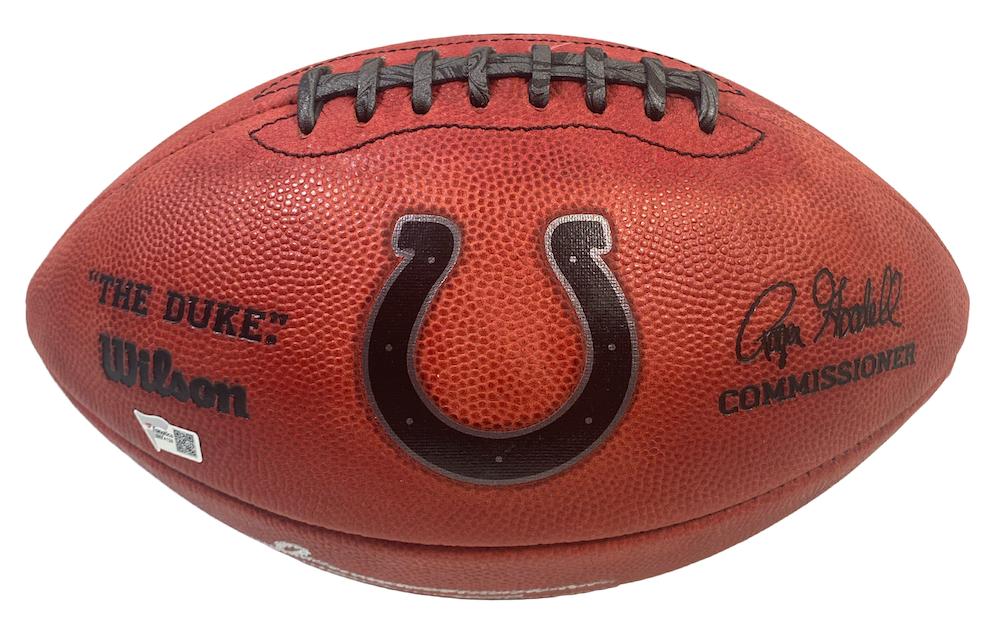 Jonathan Taylor Signed LE "The Duke" Colts Logo Football Inscribed "5 TDs" & "11/21/21" (Fanatics) at PristineAuction.com Jonathan Taylor Signed LE "The Duke" Colts Logo Football Inscribed "5 TDs" & "11/21/21" (Fanatics) at PristineAuction.com