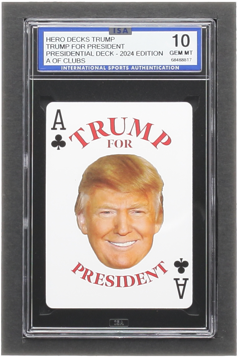 Donald Trump 2024 Hero Presidential Deck A Of Clubs (ISA 10) at PristineAuction.com Donald Trump 2024 Hero Presidential Deck A Of Clubs (ISA 10) at PristineAuction.com