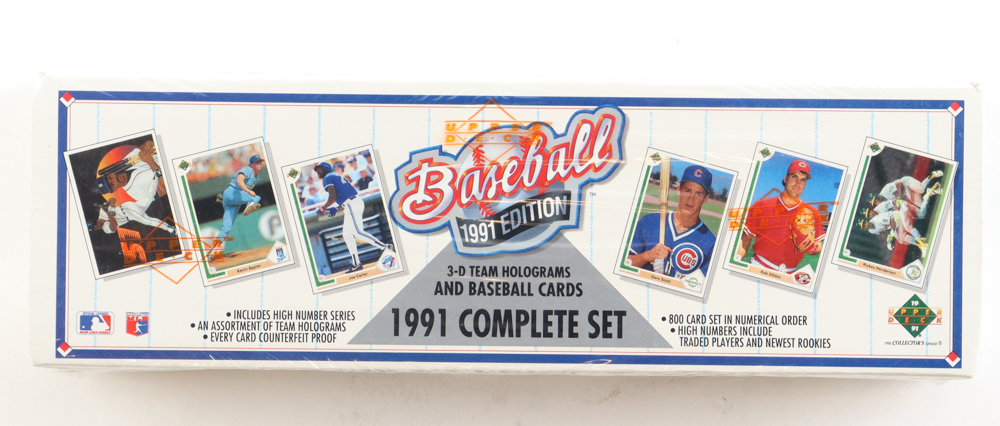 1991 Upper Deck Baseball Complete Factory Sealed Set of (800) Cards with Chipper Jones #55 RC, Mike Mussina #65 RC, Jeff Bagwell #755 RC, Ken Griffey Jr. #555 at PristineAuction.com 1991 Upper Deck Baseball Complete Factory Sealed Set of (800) Cards with Chipper Jones #55 RC, Mike Mussina #65 RC, Jeff Bagwell #755 RC, Ken Griffey Jr. #555 at PristineAuction.com
