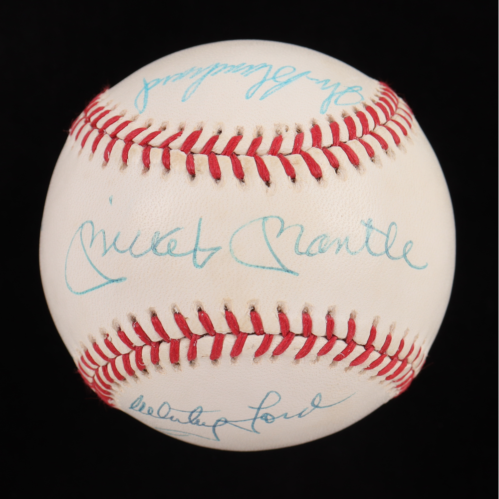 1959 Yankees OAL Baseball Signed By (6) With Mickey Mantle, Enos