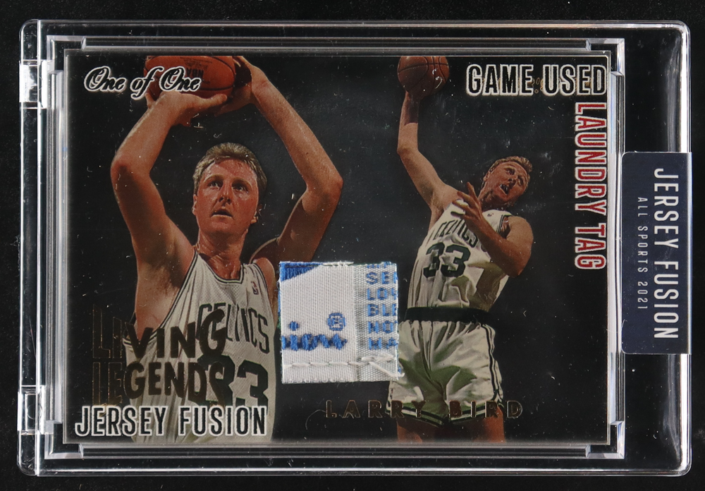 Larry Bird 2021 Sportscards.com Jersey Fusion Game-Used Swatch #JFLBDT #1/1 at PristineAuction.com Larry Bird 2021 Sportscards.com Jersey Fusion Game-Used Swatch #JFLBDT #1/1 at PristineAuction.com