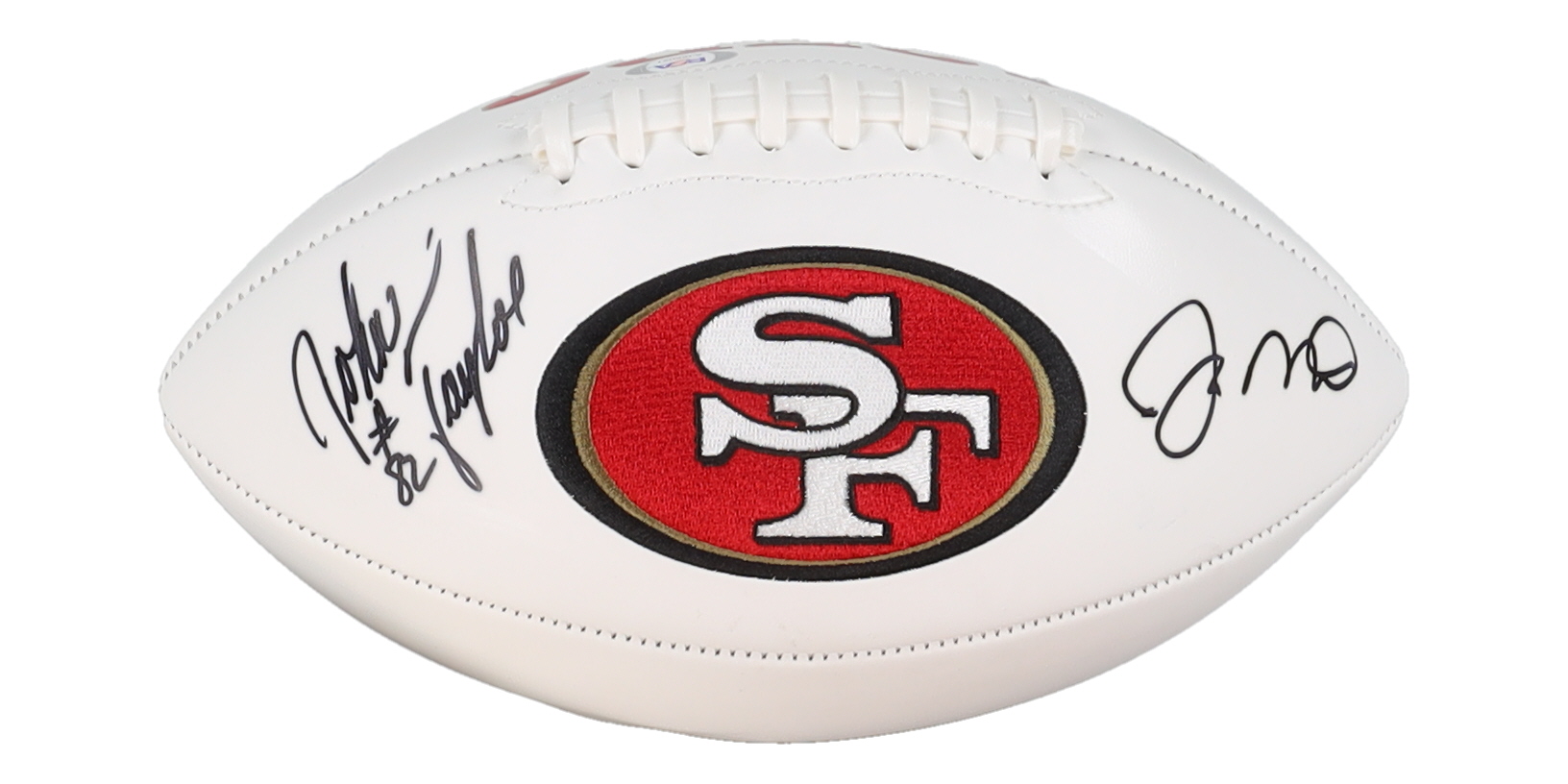 Joe Montana & John Taylor Signed 49ers Logo Football (PSA) at PristineAuction.com Joe Montana & John Taylor Signed 49ers Logo Football (PSA) at PristineAuction.com